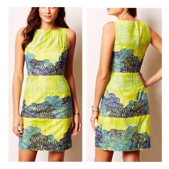 Tabitha Anthropologie 4 lovely azure scroll dress - Picture 1 of 6